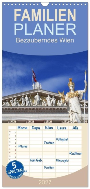 Familienplaner 2027 - Bezauberndes Wien mit 5 Spalten (Wandkalender, 21 x 45 cm) CALVENDO - Gisela Kruse