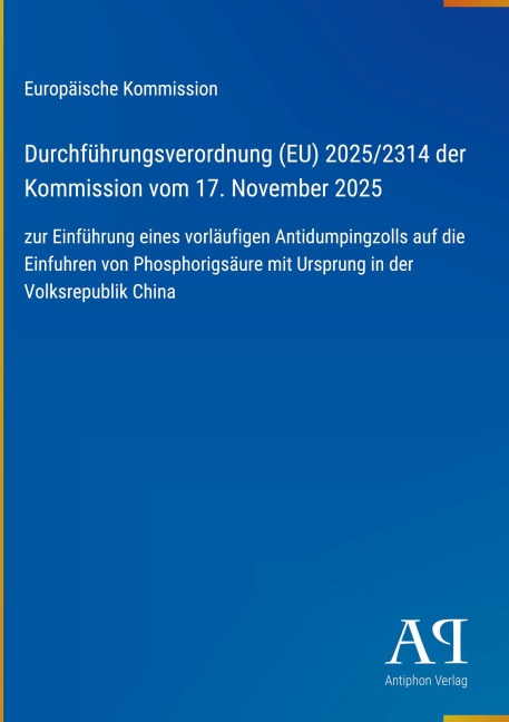 Durchführungsverordnung (EU) 2025/2314 der Kommission vom 17. November 2025 - Europäische Kommission