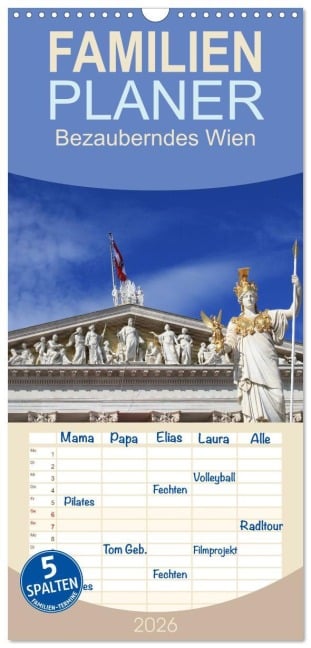 Familienplaner 2026 - Bezauberndes Wien mit 5 Spalten (Wandkalender, 21 x 45 cm) CALVENDO - Gisela Kruse