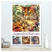 Jugendstil Katzen (hochwertiger Premium Wandkalender 2026 DIN A2 hoch), Kunstdruck in Hochglanz - Sabine Löwer