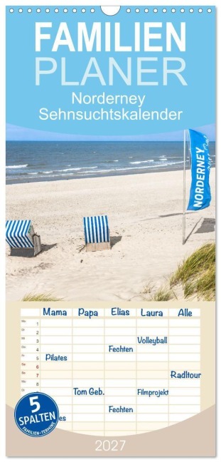 Familienplaner 2027 - Norderney Sehnsuchtskalender mit 5 Spalten (Wandkalender, 21 x 45 cm) CALVENDO - Dietmar Scherf