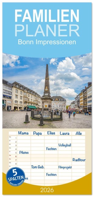 Familienplaner 2026 - Bonn Impressionen mit 5 Spalten (Wandkalender, 21 x 45 cm) CALVENDO - Dirk Meutzner