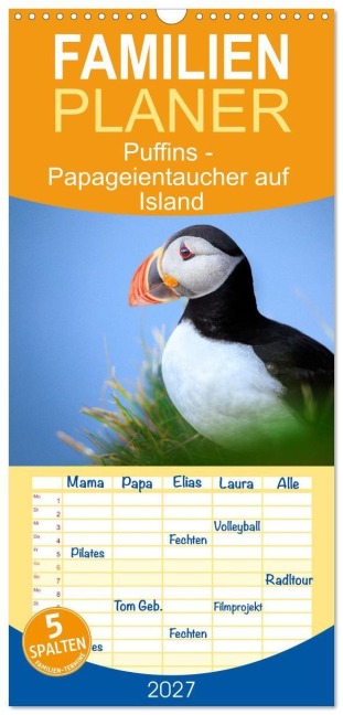 Familienplaner 2027 - Puffins - Papageientaucher auf Island mit 5 Spalten (Wandkalender, 21 x 45 cm) CALVENDO - Gerd-Uwe Neukamp