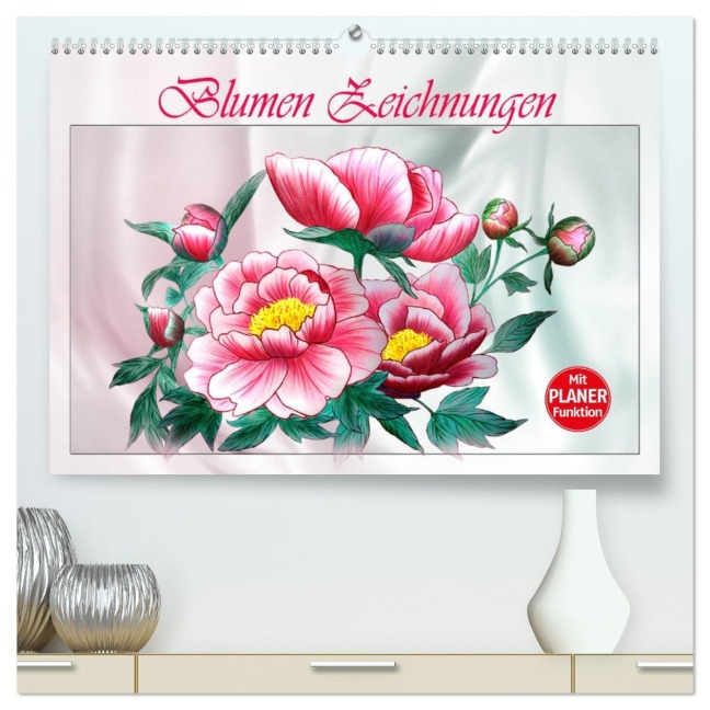Blumen-Zeichnungen (hochwertiger Premium Wandkalender 2026 DIN A2 quer), Kunstdruck in Hochglanz - Dusanka Djeric
