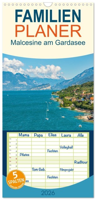 Familienplaner 2026 - Malcesine am Gardasee mit 5 Spalten (Wandkalender, 21 x 45 cm) CALVENDO - Nina Schwarze