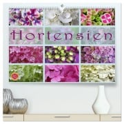 Cover-Bild zum Titel 'Hortensien / Geburtstagskalender (hochwertiger Premium Wandkalender 2026 DIN A2 quer), Kunstdruck in Hochglanz' von 'Martina Cross'