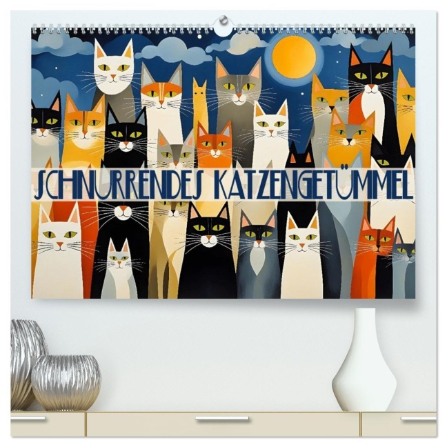 Schnurrendes Katzengetümmel (hochwertiger Premium Wandkalender 2026 DIN A2 quer), Kunstdruck in Hochglanz - Renate Utz