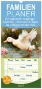 Cover-Bild zum Titel 'Familienplaner 2027 - Federleichte Nostalgie. Hühner, Enten und Gänse in duftigen Momenten mit 5 Spalten (Wandkalender, 21 x 45 cm) CALVENDO' von 'Rose Hurley'