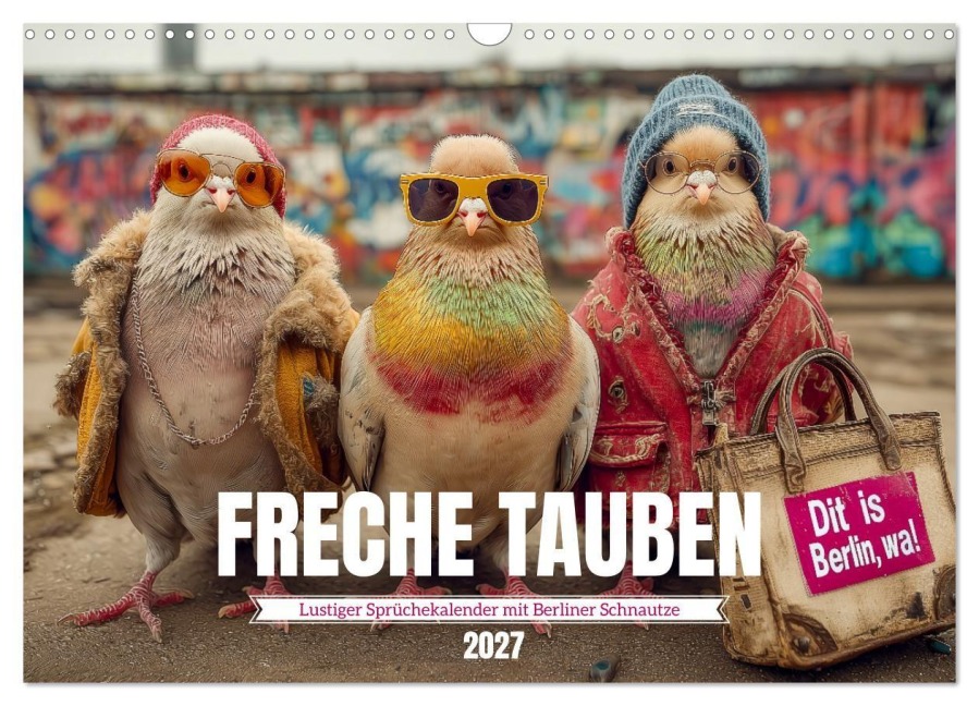 Freche Tauben - Lustiger Sprüchekalender mit Berliner Schnautze (Wandkalender 2027 DIN A3 quer), CALVENDO Monatskalender - 