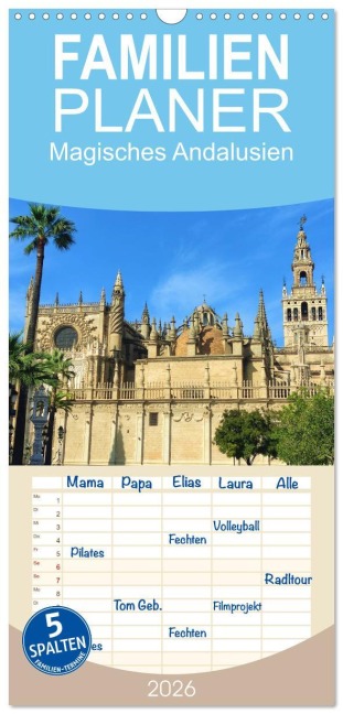 Familienplaner 2026 - Magisches Andalusien mit 5 Spalten (Wandkalender, 21 x 45 cm) CALVENDO - Kristin R. J. Ehrlich