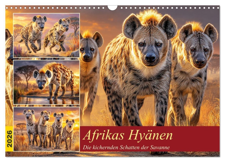 Afrikas Hyänen. Die kichernden Schatten der Savanne (Wandkalender 2026 DIN A3 quer), CALVENDO Monatskalender - Rose Hurley