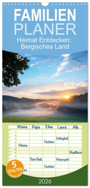 Familienplaner 2026 - Heimat Entdecken: Bergisches Land mit 5 Spalten (Wandkalender, 21 x 45 cm) CALVENDO - Alexander Ludwig