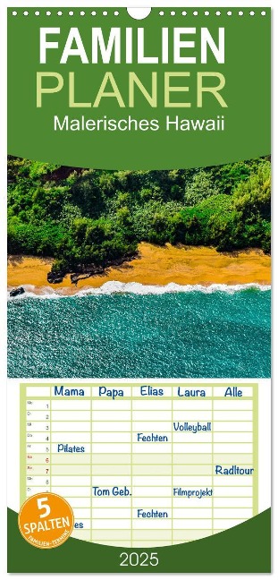 Familienplaner 2025 - Malerisches Hawaii mit 5 Spalten (Wandkalender, 21 x 45 cm) CALVENDO - Thomas Döring