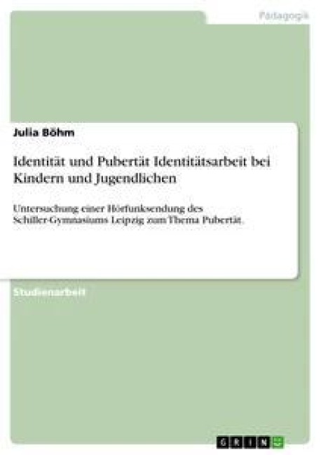 Identität und Pubertät Identitätsarbeit bei Kindern und Jugendlichen - Julia Böhm