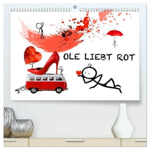 OLE LIEBT ROT (hochwertiger Premium Wandkalender 2025 DIN A2 quer), Kunstdruck in Hochglanz - Marion Krätschmer