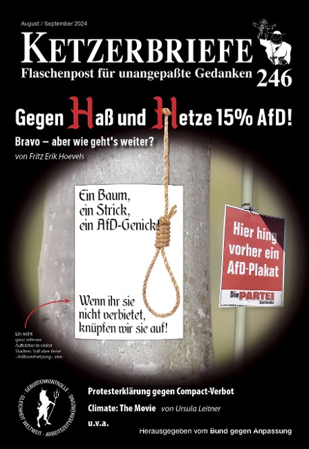 Gegen Haß und Hetze 15% AfD! Bravo - aber wie geht¿s weiter? - Fritz Erik Hoevels, Ursula Leitner, Knut Ehrlicher, Peter Priskil, Carletta Bianchi