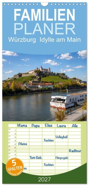 Familienplaner 2027 - Würzburg Idylle am Main mit 5 Spalten (Wandkalender, 21 x 45 cm) CALVENDO - Petrus Bodenstaff