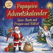Cover-Bild zum Titel 'Papageien-Adventskalender: Quiz-Buch mit Fragen und Rätsel' von 'Schlauvento Interactive'
