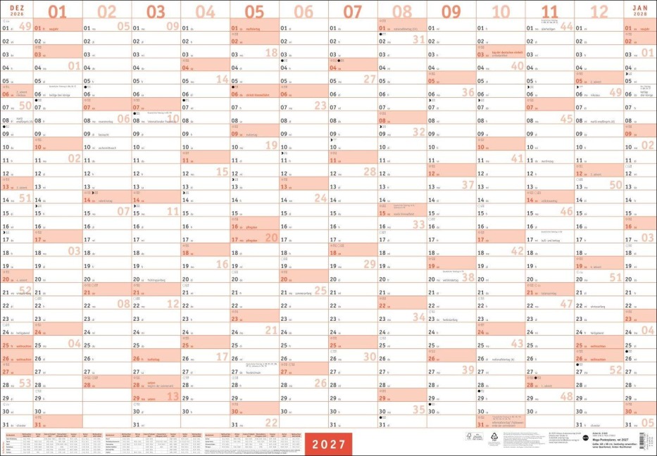 Mega-Posterplaner, rot 2027 - 