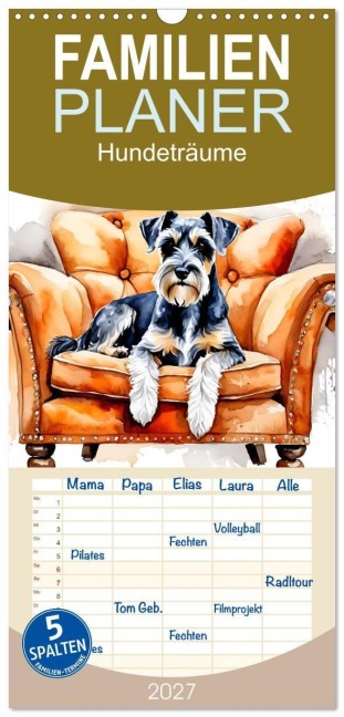 Familienplaner 2027 - Hundeträume mit 5 Spalten (Wandkalender, 21 x 45 cm) CALVENDO - Claudia Kleemann