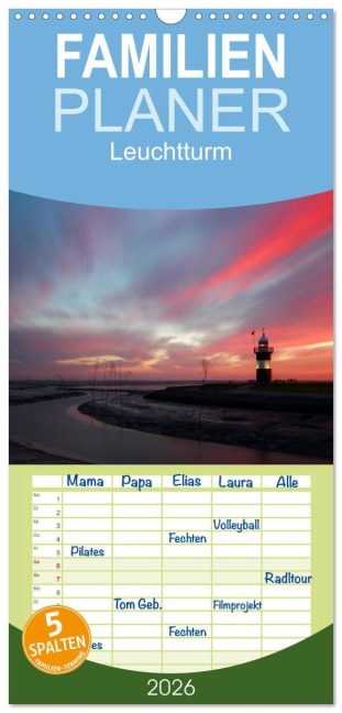 Familienplaner 2026 - Leuchtturm "Kleiner Preuße" mit 5 Spalten (Wandkalender, 21 x 45 cm) CALVENDO - Andrea Kusajda