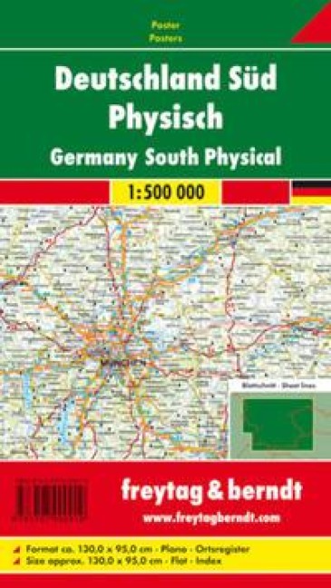 Deutschland Süd physisch, 1:500.000, Poster - 