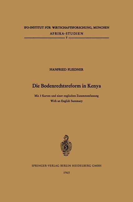 Die Bodenrechtsreform in Kenya - H. Fliedner