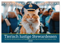 Tierisch lustige Stewardessen (Tischkalender 2025 DIN A5 quer), CALVENDO Monatskalender - Peter Rübsamen