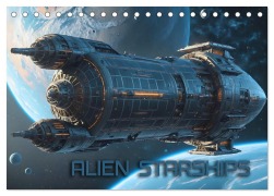 Cover-Bild zum Titel 'Alien Starships (Tischkalender 2026 DIN A5 quer), CALVENDO Monatskalender' von 'Renate Utz'