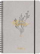 BRUNNEN Schülerkalender (2025/2026) "Botanical", 2 Seiten = 1 Woche, A5, 208 Seiten, Naturkarton-Umschlag, grau - 
