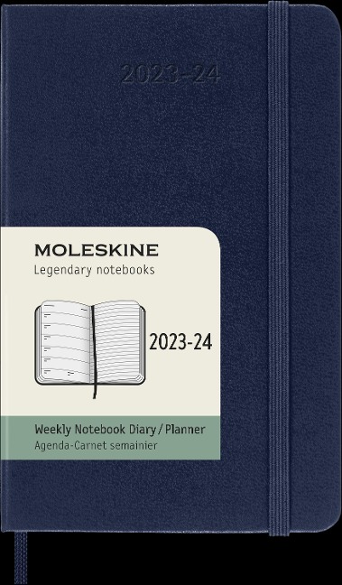Moleskine 18 Monate Wochen Notizkalender 2023/2024, P/A6, 1 Wo = 1 Seite, Rechts Linierte Seite, Hard Cover, Saphir - 