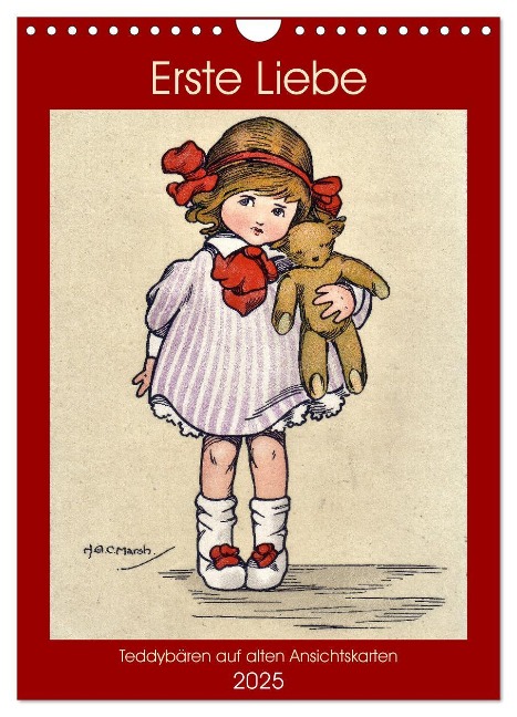 Erste Liebe - Teddybären auf alten Ansichtskarten (Wandkalender 2025 DIN A4 hoch), CALVENDO Monatskalender - Henning von Löwis of Menar