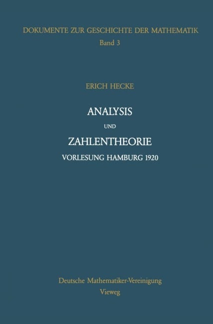 Analysis und Zahlentheorie - Erich Hecke