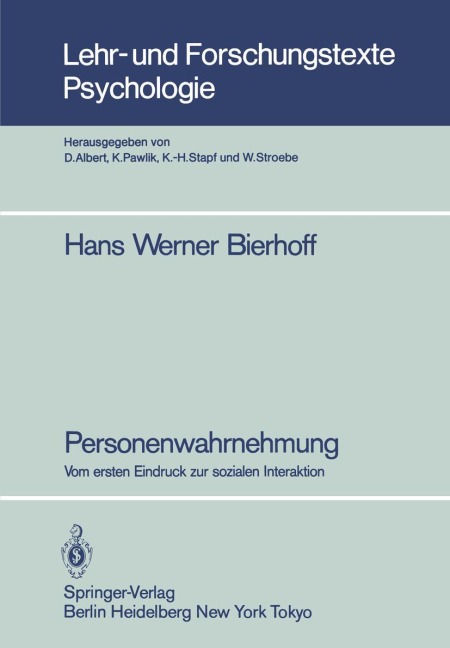 Personenwahrnehmung - Hans Werner Bierhoff