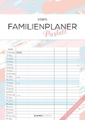 Familienplaner Pastell 2025 - Familienkalender A3 (29,7x42 cm) - mit 5 Spalten, Ferienterminen (DE/AT/CH) und viel Platz für Notizen - Wandkalender - 