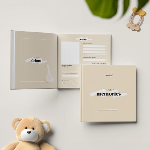 Memories2Make® "My first memories" Babybuch - Das Babybuch zum Eintragen, für die kostbarsten Augenblicke des ersten Lebensjahres - 