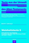 Cover-Bild zum Titel 'Weisheitstexte II' von 'Burkard Günter, Ingo Kottsieper, Irene Shirun-Grumach, Heike Sternberg-El Hotabi, Heinz Thissen'