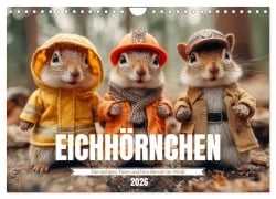 Cover-Bild zum Titel 'Eichhörnchen - Die lustigen Tiere und ihre Berufe im Wald (Wandkalender 2026 DIN A4 quer), CALVENDO Monatskalender' von 'Mb Fotografie'