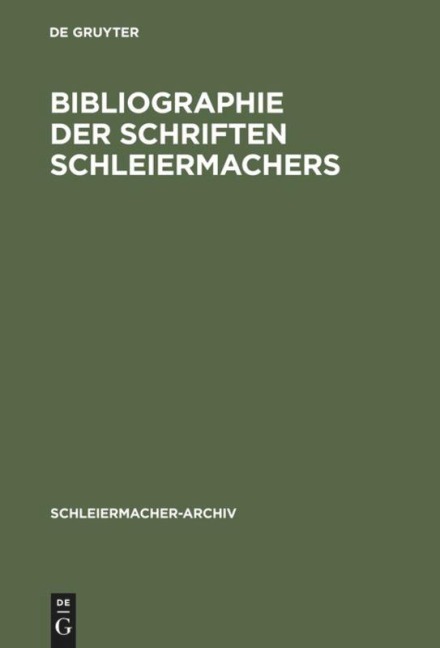 Bibliographie der Schriften Schleiermachers - 
