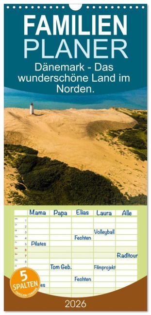 Familienplaner 2026 - Dänemark - Das wunderschöne Land im Norden. mit 5 Spalten (Wandkalender, 21 x 45 cm) CALVENDO - M. Scott