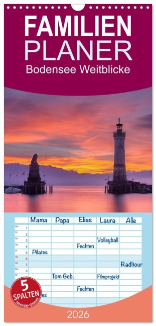 Familienplaner 2026 - Bodensee Weitblicke mit 5 Spalten (Wandkalender, 21 x 45 cm) CALVENDO - Judith Kuhn