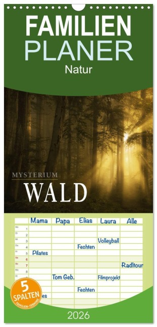 Familienplaner 2026 - Mysterium Wald mit 5 Spalten (Wandkalender, 21 x 45 cm) CALVENDO - Norbert Maier