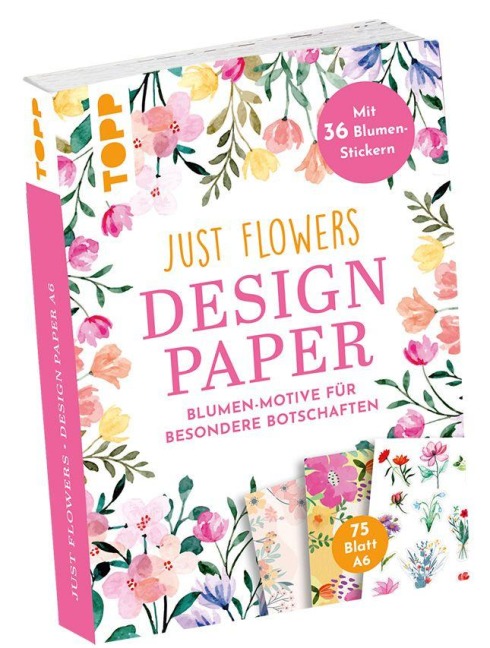 Design Paper Just Flowers A6 mit Blumen-Stickern - 
