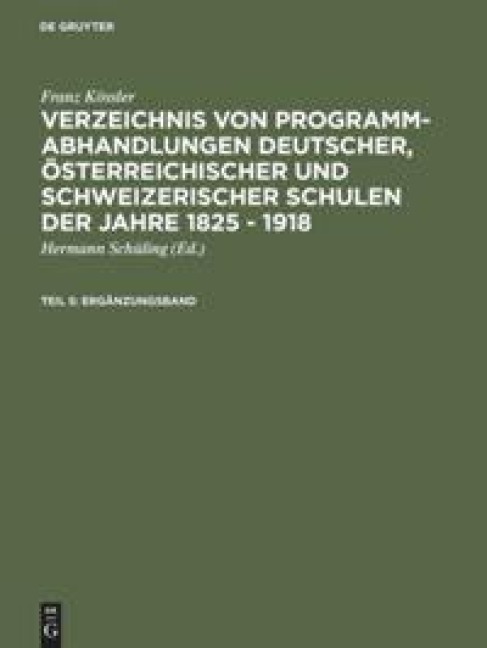 Ergänzungsband - Franz Kössler
