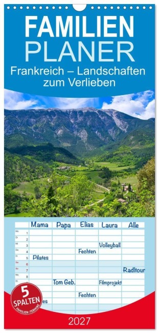 Familienplaner 2027 - Frankreich - Landschaften zum Verlieben mit 5 Spalten (Wandkalender, 21 x 45 cm) CALVENDO - Tanja Voigt