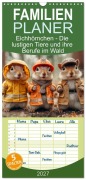 Cover-Bild zum Titel 'Familienplaner 2027 - Eichhörnchen - Die lustigen Tiere und ihre Berufe im Wald mit 5 Spalten (Wandkalender, 21 x 45 cm) CALVENDO' von 'Mb Fotografie'