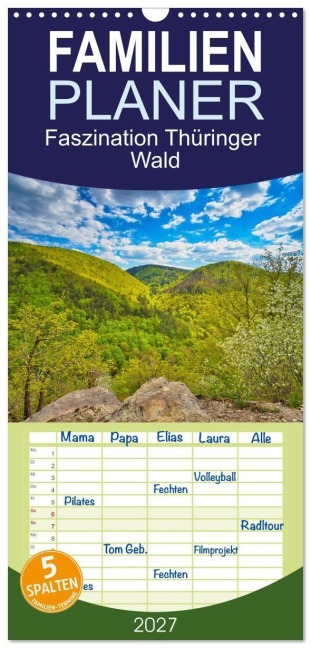 Familienplaner 2027 - Faszination Thüringer Wald mit 5 Spalten (Wandkalender, 21 x 45 cm) CALVENDO - Torsten Irmer