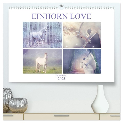 Einhorn Love - Fantasiewelt (hochwertiger Premium Wandkalender 2025 DIN A2 quer), Kunstdruck in Hochglanz - Liselotte Brunner-Klaus