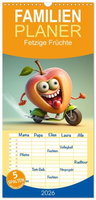 Familienplaner 2026 - Fetzige Früchte mit 5 Spalten (Wandkalender, 21 x 45 cm) CALVENDO - DigitalDreamweaver DigitalDreamweaver