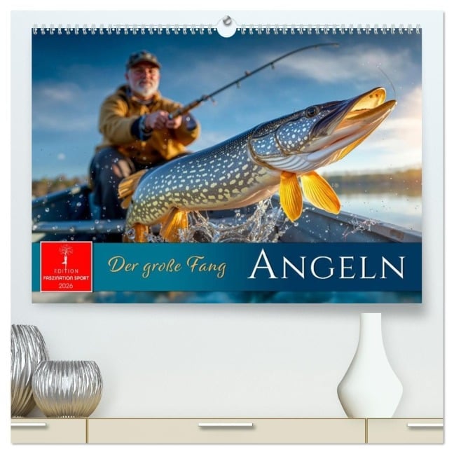 Angeln - der große Fang (hochwertiger Premium Wandkalender 2026 DIN A2 quer), Kunstdruck in Hochglanz - Roder Roder
